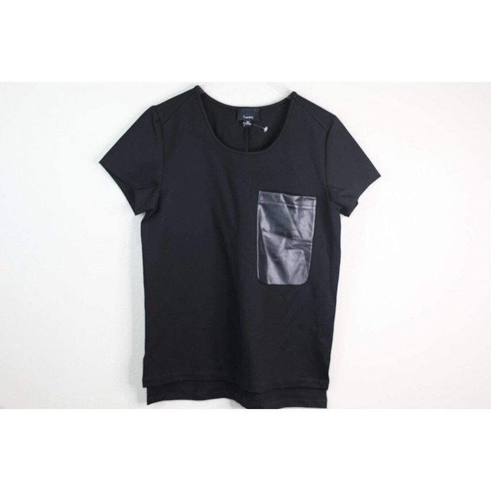Lumiere Shirt Women Medium Black‎ Short Sleeve Heavy Ponte Fabric